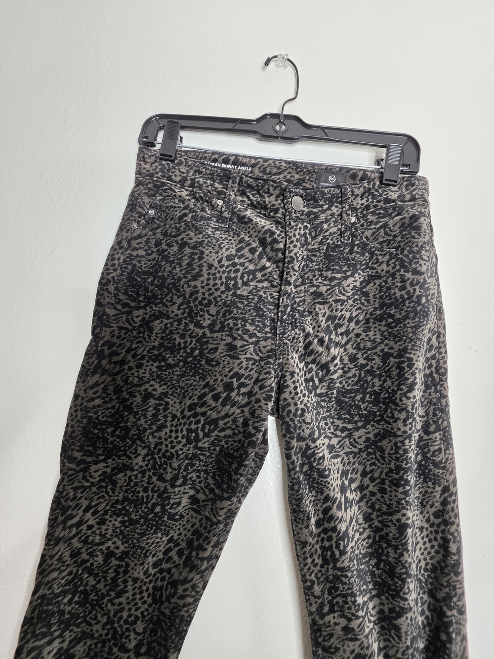 AG Adriano Goldschmied Farrah Skinny Ankle Leopard Velvet Size 28 - Picture 4 of 13
